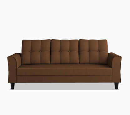 Adorn India Maddox Tufted 3 Seater Sofa (Brown)