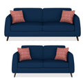 Adorn India Harlem 5 Seater 3+2 Fabric Sofa Set (Blue) (3 Year Warranty)