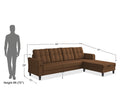 Adorn India Maddox Tufted L Shape 6 Seater Sofa Set RHS (Brown) (3 Year Warranty)