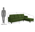 Adorn India Maddox Tufted L Shape 5 Seater Sofa Set RHS (Green) (3 Year Warranty)
