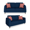 Adorn India Harlem 6 Seater 3+2+1 Fabric Sofa Set (Blue) (3 Year Warranty)