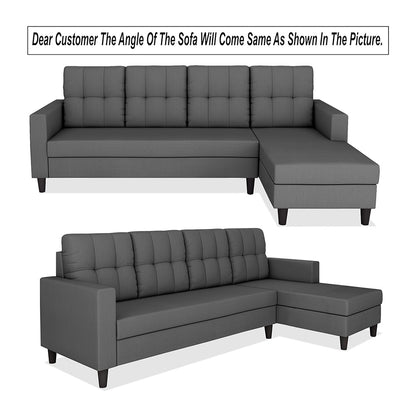 Adorn India Darcy L Shape 6 Seater Sofa Set (RHS) (Grey) (3 Year Warranty)
