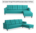Adorn India Maddox Tufted L Shape 6 Seater Sofa Set RHS (Aqua Blue) (3 Year Warranty)