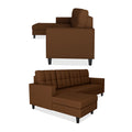 Darcy L Shape 8 Seater Sofa Set with Center Table and 2 Ottoman Puffy (LHS) (Brown)