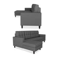 Darcy L Shape 8 Seater Sofa Set with Center Table and 2 Ottoman Puffy (Lhs) (Grey)