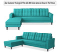 Adorn India Maddox Tufted L Shape 5 Seater Sofa Set LHS (Aqua Blue) (3 Year Warranty)