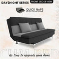 Adorn India Premium New Aspen 3 Seater Sofa Cum Bed 4X6 Velvet Suede with 2 Cushions (Color Dark Grey & Grey) and Suitable for All Indoor, with 3 Years Warranty