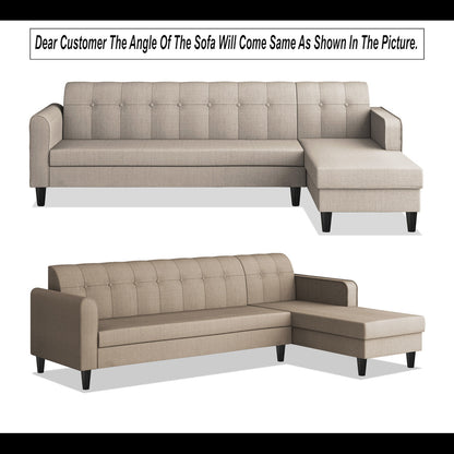 Adorn India Rio Elegant L Shape 6 Seater Sofa Set (RHS) (Beige) (3 Year Warranty)