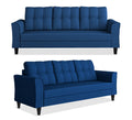 Adorn India Maddox Tufted 3+2+1 6 Seater Sofa Set (Blue) (3 Year Warranty)