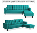 Adorn India Maddox Tufted L Shape 5 Seater Sofa Wood Sofa Set RHS (Aqua Blue) (3 Year Warranty)