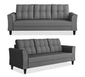 Adorn India Maddox Tufted 3+2+1 6 Seater Sofa Set (Grey) (3 Year Warranty)