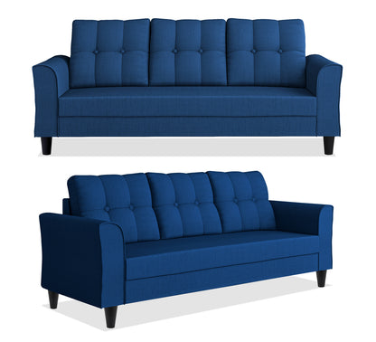 Adorn India Maddox Tufted 3+2 5 Seater Sofa Set (Blue)