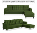 Adorn India Maddox Tufted L Shape 5 Seater Sofa Set RHS (Green) (3 Year Warranty)
