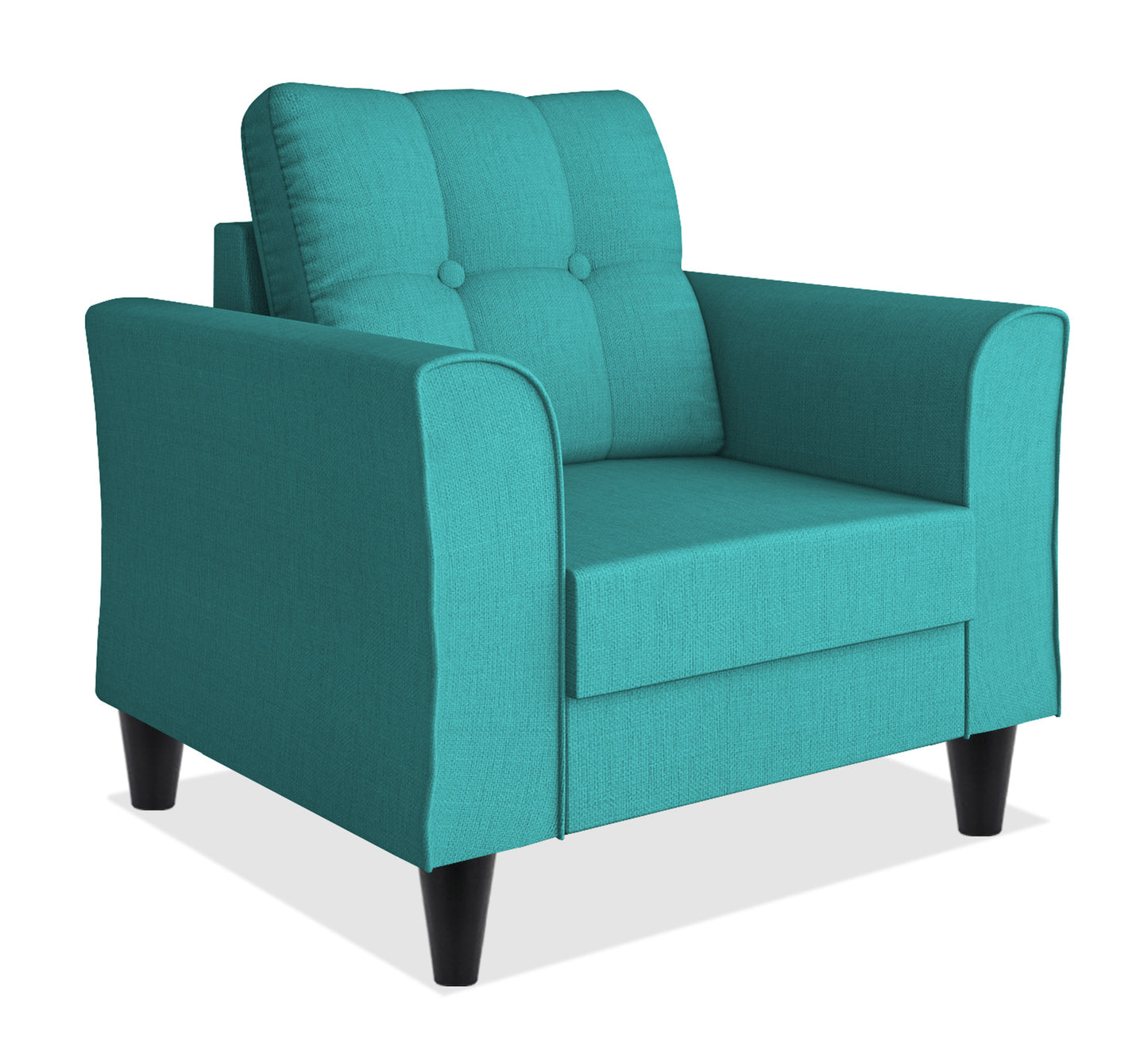 Adorn India Wood Marcus 1 Seater Sofa (Aqua Blue), Standard Sofa