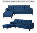 Adorn India Maddox Tufted L Shape 6 Seater Sofa Set Lhs (Blue) (3 Year Warranty)