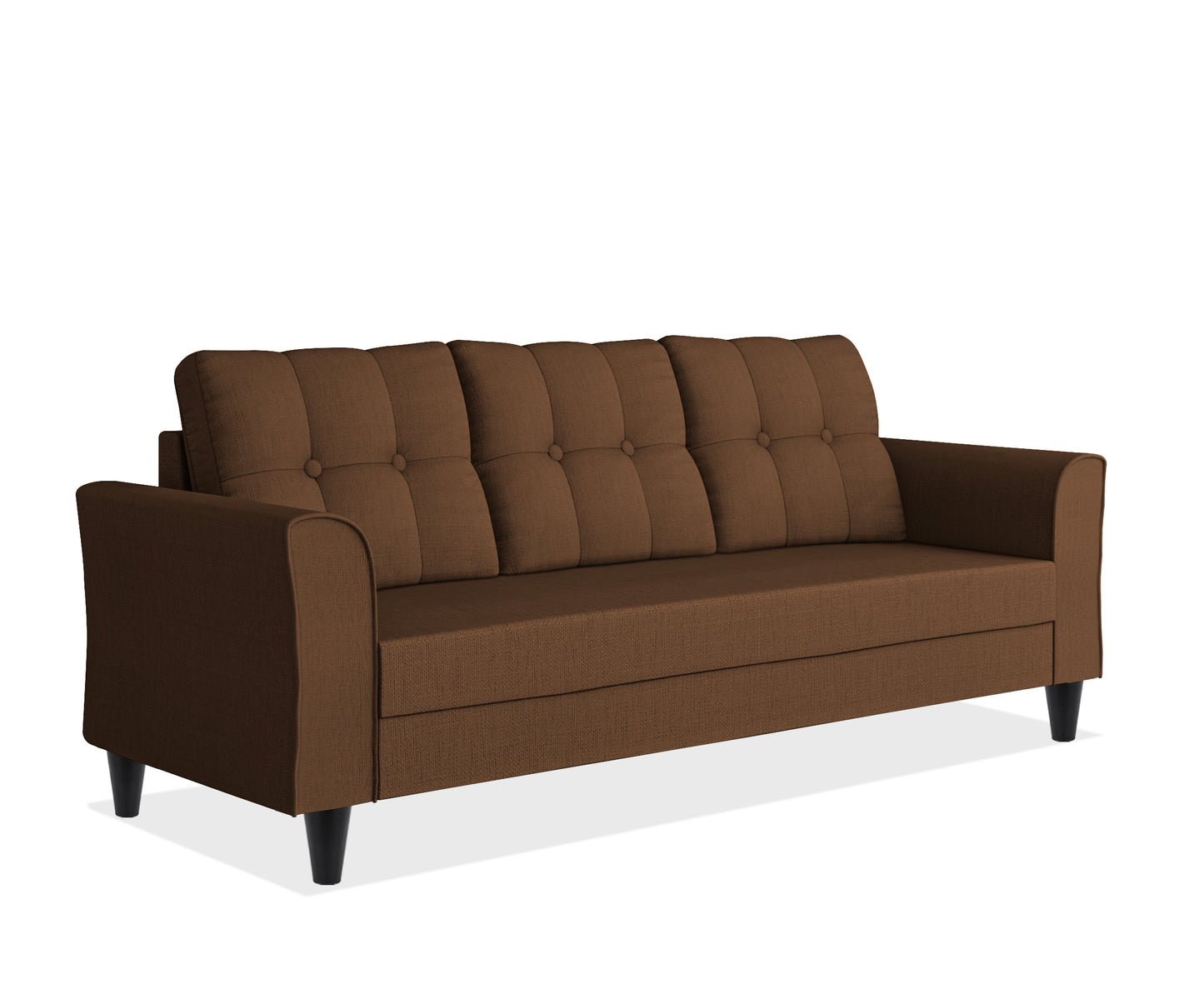 Adorn India Maddox Tufted 3 Seater Sofa (Brown)