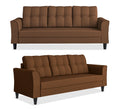 Adorn India Maddox Tufted 3+2+1 6 Seater Sofa Set (Brown) (3 Year Warranty)