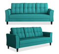 Adorn India Maddox Tufted 5 Seater 3+2 Sofa Set (Aqua Blue) (3 Year Warranty)