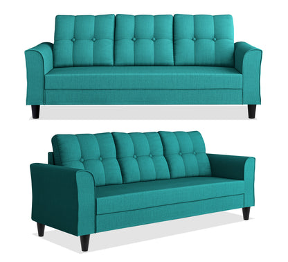 Adorn India Maddox Tufted 5 Seater 3+2 Sofa Set (Aqua Blue)