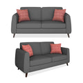 Adorn India Harlem 6 Seater 3+2+1 Fabric Sofa Set (Grey) (3 Year Warranty)