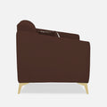 Adorn India Premium Luster Plus 2 Seater Sofa | Velvet Suede Fabric | 3-Year Warranty | Color Brown with Golden Legs & Striped Pattern Cushion