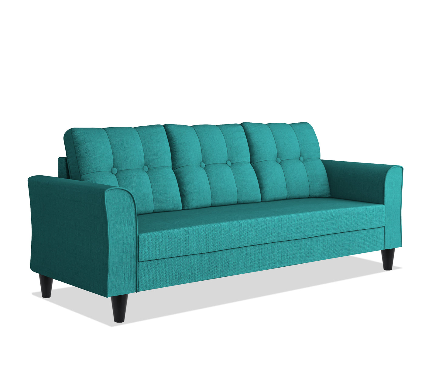 Adorn India Maddox Tufted 3 Seater Sofa (Aqua Blue) (3 Year Warranty)