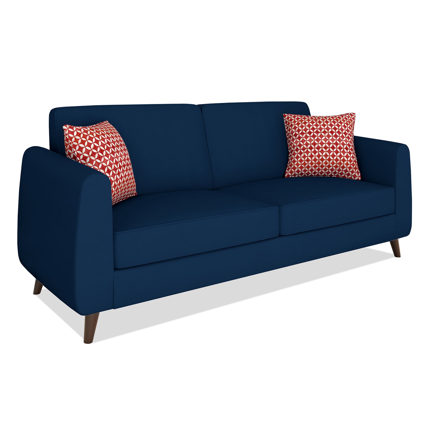 Adorn India Harlem 3 Seater Fabric Sofa (Blue)