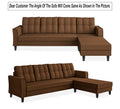 Adorn India Maddox Tufted L Shape 6 Seater Sofa Set RHS (Brown) (3 Year Warranty)