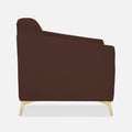 Adorn India Premium Luster Plus 1 Seater Sofa | Velvet Suede Fabric | 3-Year Warranty | Color Brown with Golden Legs & Striped Pattern Cushion