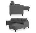 Adorn India Maddox Tufted L Shape 5 Seater Sofa Chenille Sofa Set RHS (Grey) (3 Year Warranty)