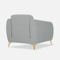 Adorn India Premium Luster Plus 1 Seater Sofa | Velvet Suede Fabric | 3-Year Warranty | Color Grey with Golden Legs & Striped Pattern Cushion