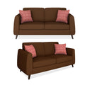 Adorn India Harlem 5 Seater 3+2 Fabric Sofa Set (Brown) (3 Year Warranty)