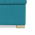 Adorn India Falcon Tufted 2 Seater Storage Ottoman Pouffe with Velvet Suede Fabric (Aqua Blue)