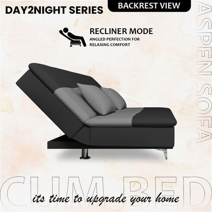Adorn India Premium New Aspen 3 Seater Sofa Cum Bed 4X6 Velvet Suede with 2 Cushions (Color Dark Grey & Grey) and Suitable for All Indoor, with 3 Years Warranty