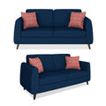 Adorn India Harlem 5 Seater 3+2 Fabric Sofa Set (Blue) (3 Year Warranty)