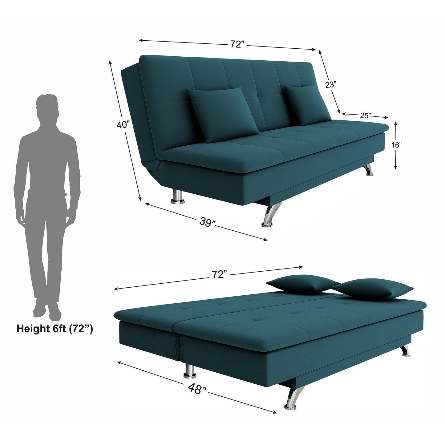 Adorn India New Aspen 3 Seater Sofa Cum Bed 4X6