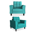 Adorn India Maddox Tufted 3-1-1 5 Seater Wood Sofa Set (Aqua Blue) (3 Year Warranty)