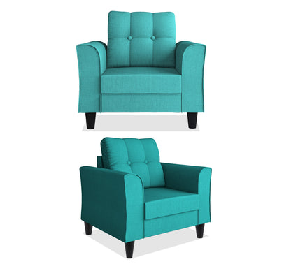 Adorn India Maddox Tufted 3-1-1 5 Seater Sofa Set (Aqua Blue)