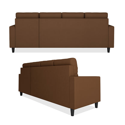 Adorn India Darcy L Shape 8 Seater Sofa Set with Center Table and 2 Ottoman Puffy (RHS) (Brown) (3 Year Warranty)