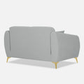 Adorn India Premium Luster Plus 2 Seater Sofa | Velvet Suede Fabric | 3-Year Warranty | Color Grey with Golden Legs & Striped Pattern Cushion
