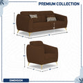 Adorn India Premium Luster Plus 3-1-1 Sofa Set | Velvet Suede Fabric | 3-Year Warranty | Color Brown with Golden Legs & Striped Pattern Cushion