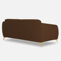 Adorn India Premium Luster Plus 3 Seater Sofa | Velvet Suede Fabric | 3-Year Warranty | Color Brown with Golden Legs & Striped Pattern Cushion