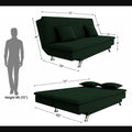 Adorn India Premium New Aspen 3 Seater Sofa Cum Bed 4X6 Velvet Suede with 2 Cushions (Color Green) and Suitable for All Indoor, with 3 Years Warranty