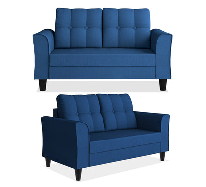 Adorn India Maddox Tufted 3+2 5 Seater Sofa Set (Blue)