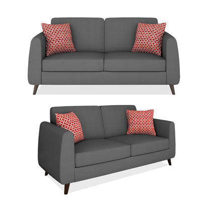 Adorn India Harlem 5 Seater 3+2 Fabric Sofa Set (Grey)
