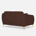 Adorn India Premium Luster Plus 2 Seater Sofa | Velvet Suede Fabric | 3-Year Warranty | Color Brown with Golden Legs & Striped Pattern Cushion