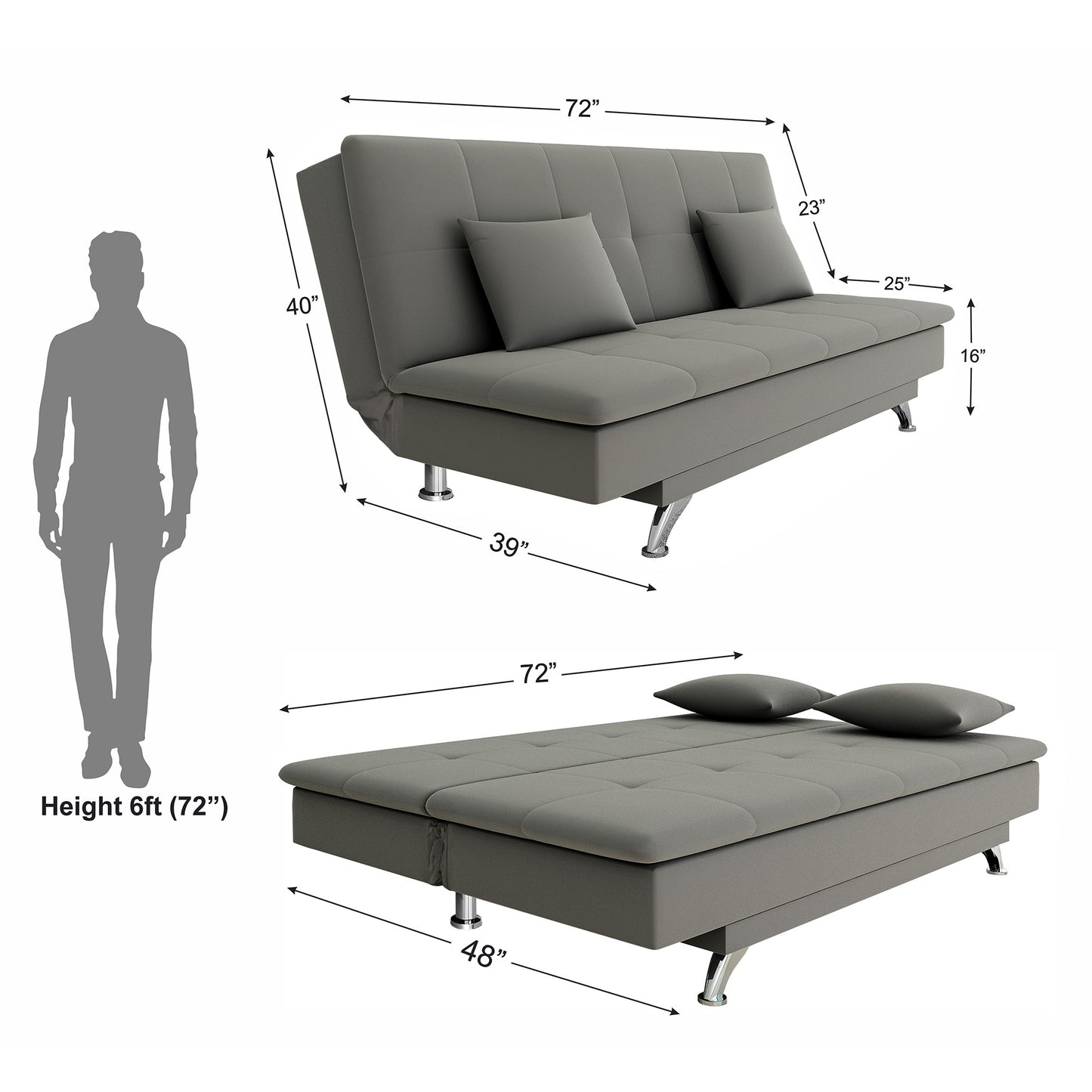 Adorn India New Aspen 3 Seater Sofa Cum Bed 4X6