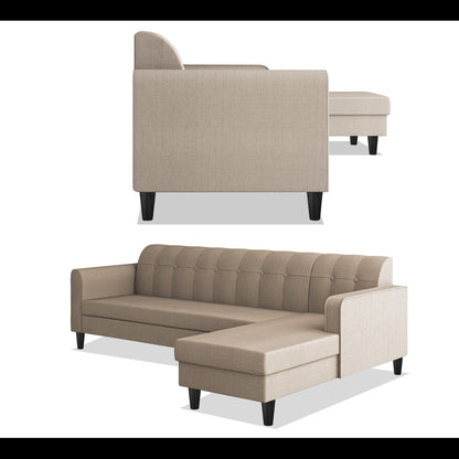 Adorn India Rio Elegant L Shape 6 Seater Sofa Set (RHS) (Beige) (3 Year Warranty)