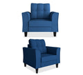 Adorn India Maddox Tufted 3-1-1 5 Seater Wood Sofa Set (Blue) (3 Year Warranty)