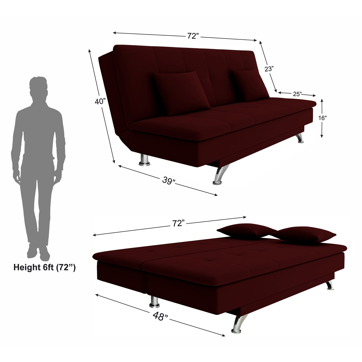 Adorn India New Aspen 3 Seater Sofa Cum Bed 4X6